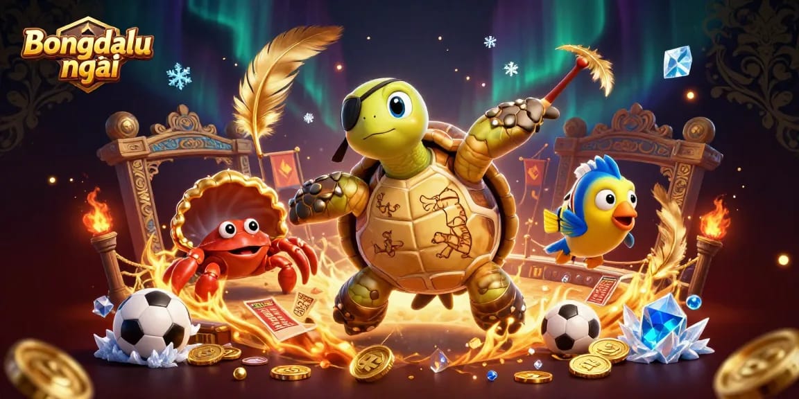 Bet on Bongdalu mới; vibrant illustration with sports elements and dynamic characters.