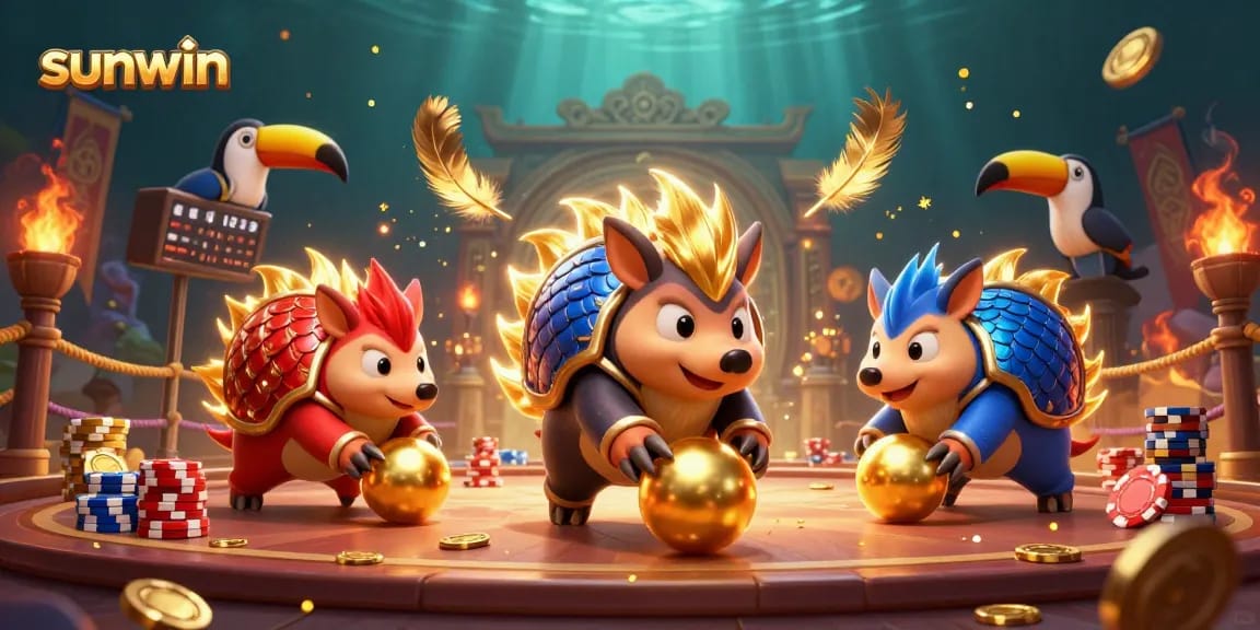 Experience unique gaming action with sunwin as rival pangolins engage in epic poker battles.
