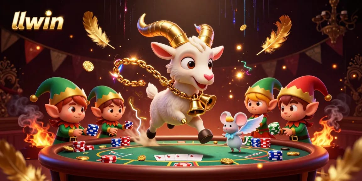Engage with thrilling poker action at llwin's festive casino featuring lively characters.
