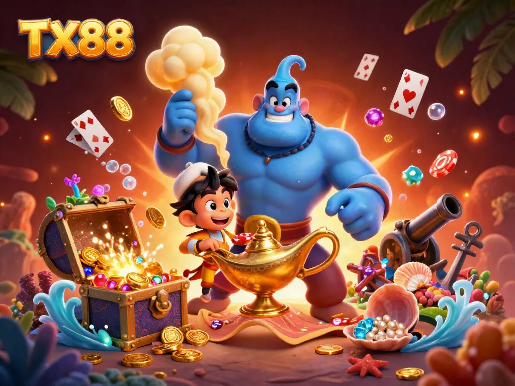 Experience exhilarating wins with TX88 in a vibrant scene of gaming treasure and excitement.