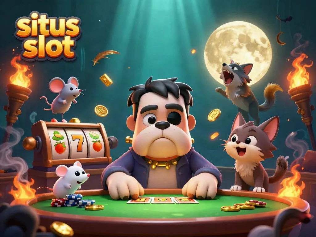 Experience the thrill of situs slot with a lively 3D scene featuring unique characters and vibrant gaming elements.