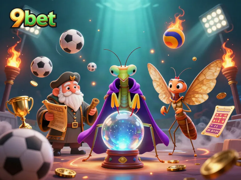 Engage with 9bet's exciting betting environment featuring vibrant characters and sports elements in a dynamic scene.