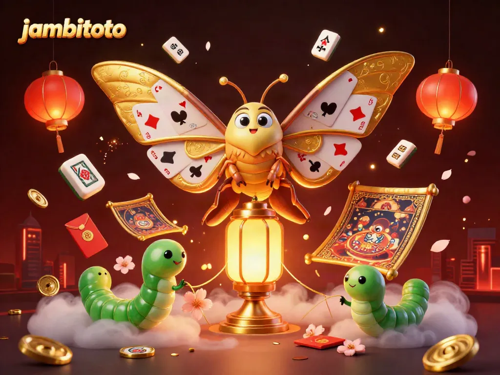 Experience the thrill of jambitoto with a vibrant 3D casino illustration filled with games and excitement.