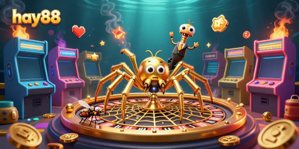 Spin the roulette wheel in hay88's vibrant casino scene featuring colorful game elements and dynamic action.