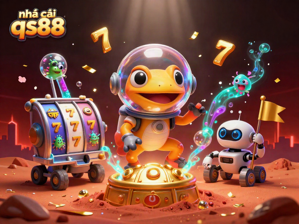 Engage with nhà cái qs88 through a vibrant Martian casino scene featuring unique characters and dynamic gaming elements.