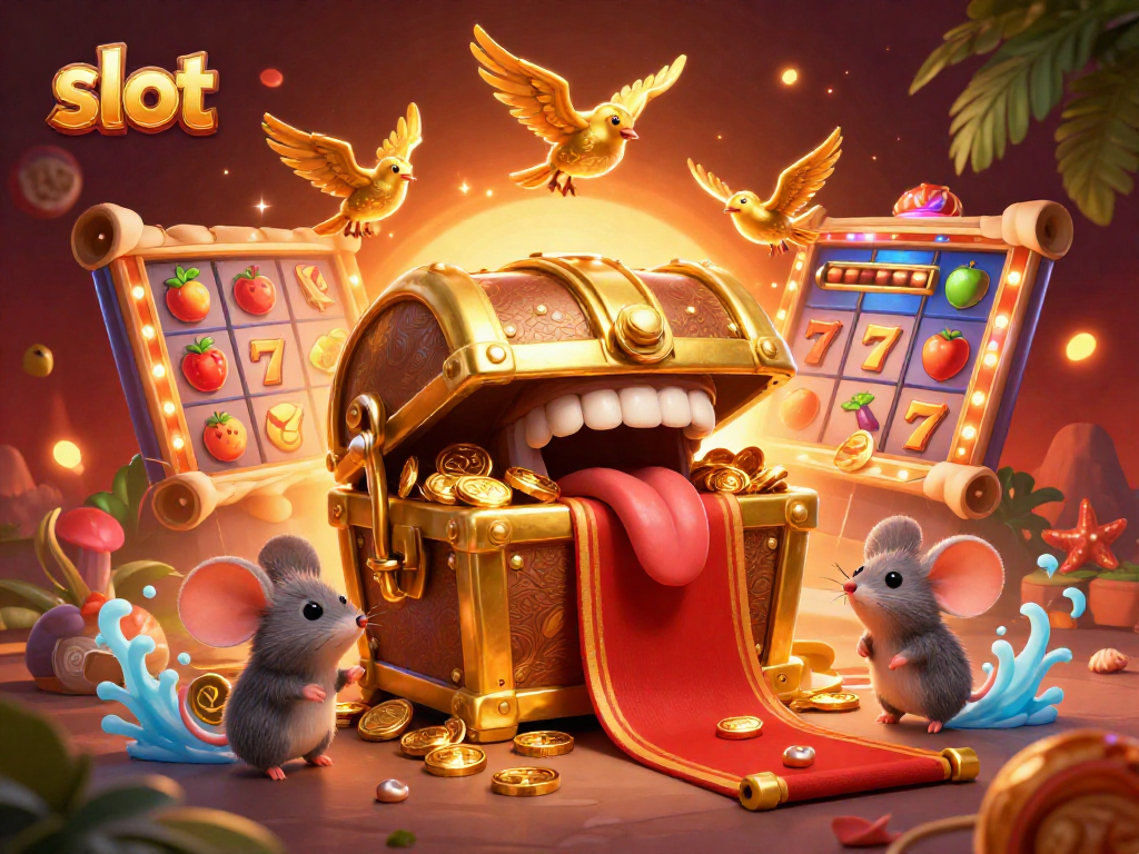 Spin the reels and win with this vibrant slot machine scene showcasing exotic elements and adventure.