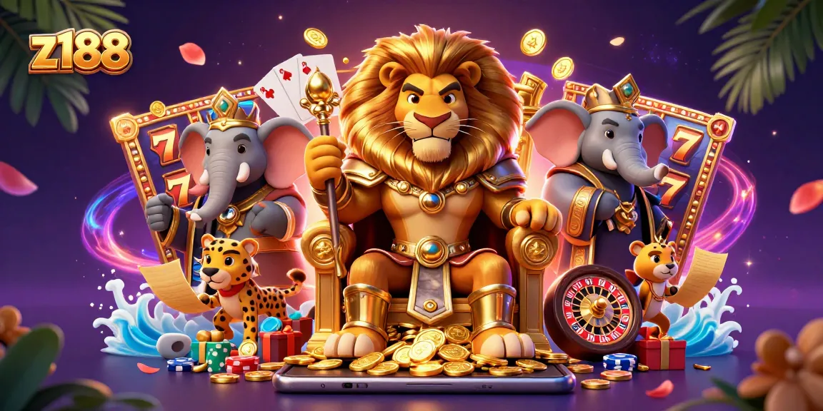 Experience the excitement of z188 with a vibrant casino scene featuring dynamic characters and games.