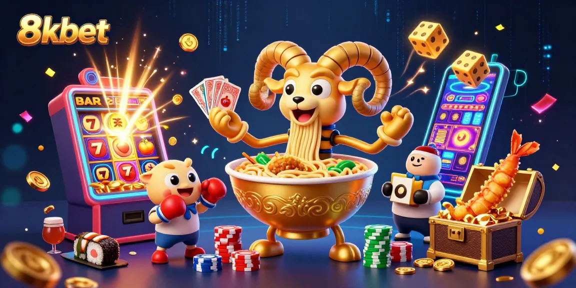 Win big at 8xbet with a vibrant illustration highlighting exciting casino elements and characters.