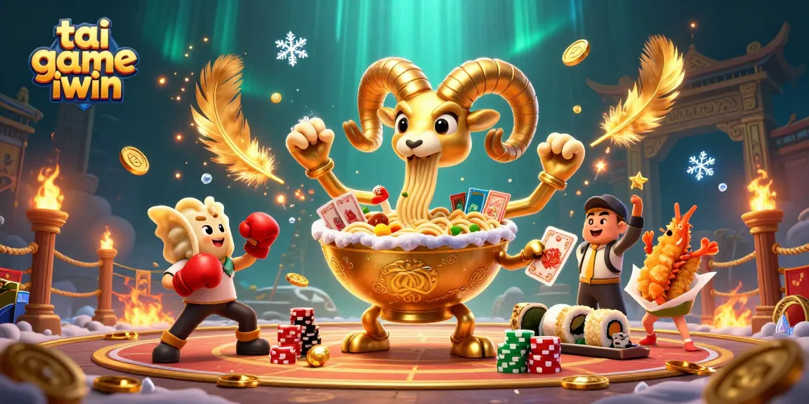 Engage in tai game iwin with vibrant casino action featuring a playful ramen bowl dealer.