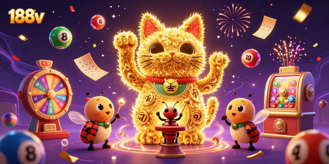 Engage in casino fun with 188v's vibrant lucky cat and stunning game elements.