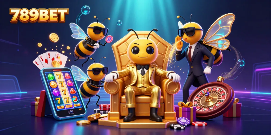 Spin the reels of excitement with 789BET's vibrant slot machine scene featuring a bumblebee mob boss.