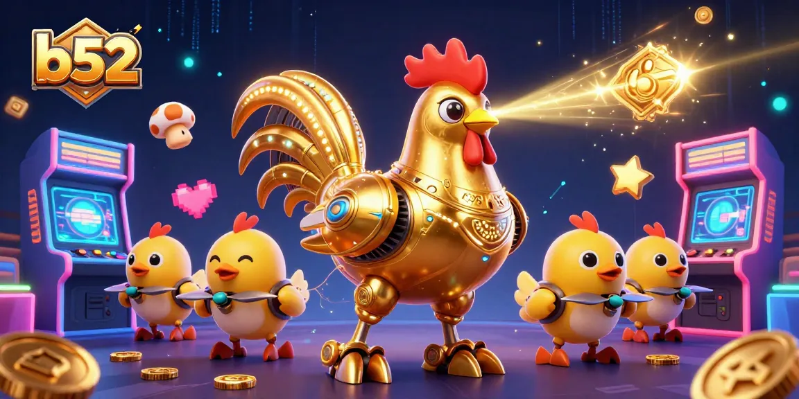 Engage with the vibrant b52 online casino experience featuring a futuristic rooster robot in action.