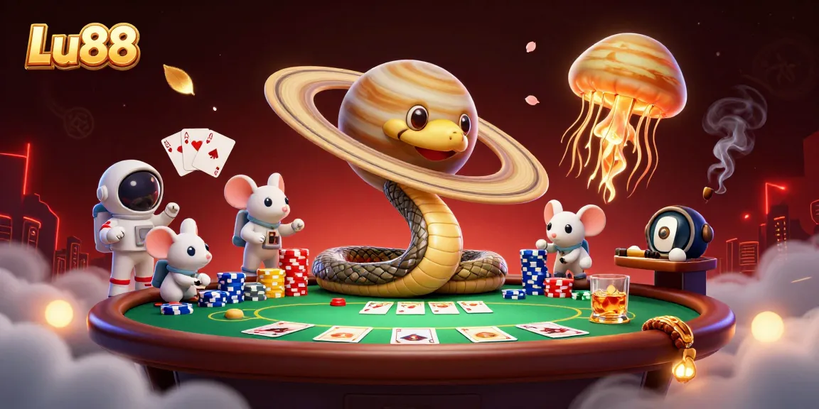 Engage with Lu88's thrilling atmosphere as astronaut mice bet on a roulette wheel made of Saturn's rings.