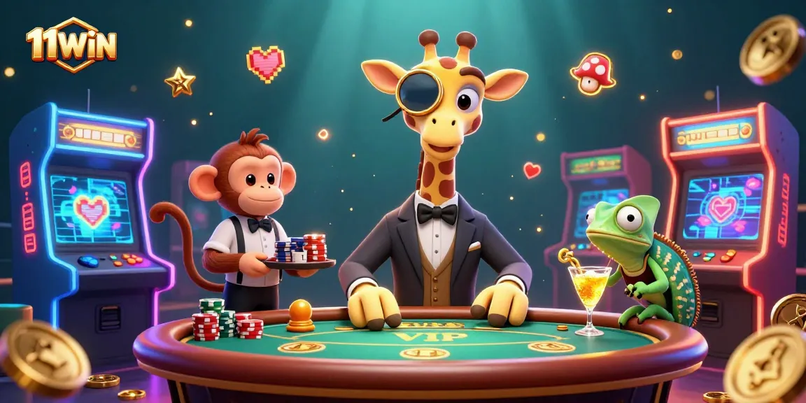 Experience thrilling gameplay with 11WIN at a vibrant casino featuring unique characters.