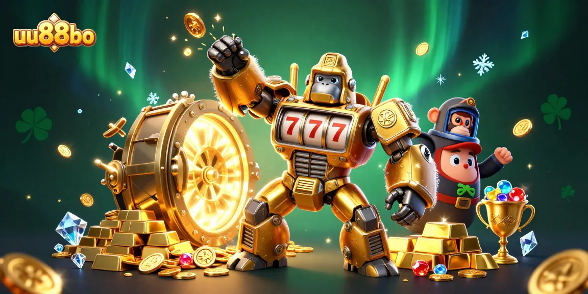 uu88bo experience dynamic wins with a golden gorilla mech and treasure vault bursting gold coins
