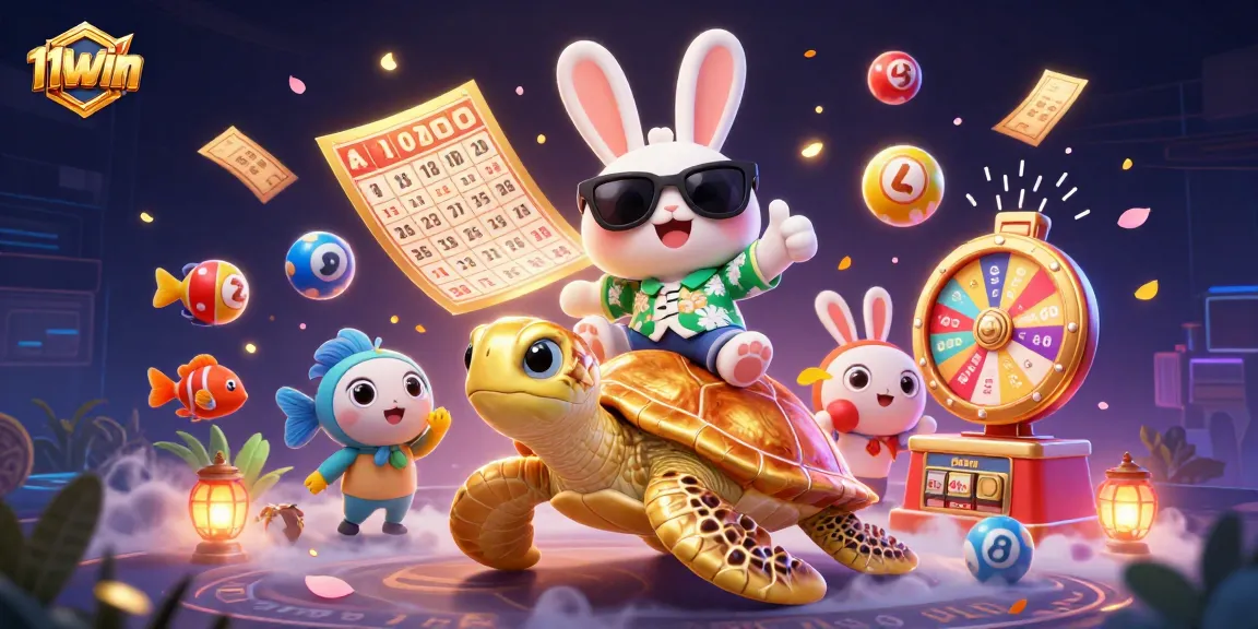 Players engage with 11WIN excitement through dynamic lottery elements and vibrant illustrations.